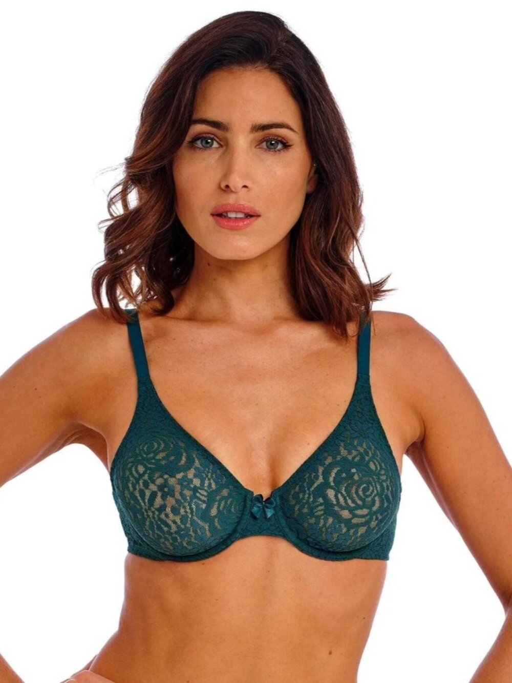 NWT Wacoal 32D Halo Lace Molded 851205 Underwire Bra Green 127193